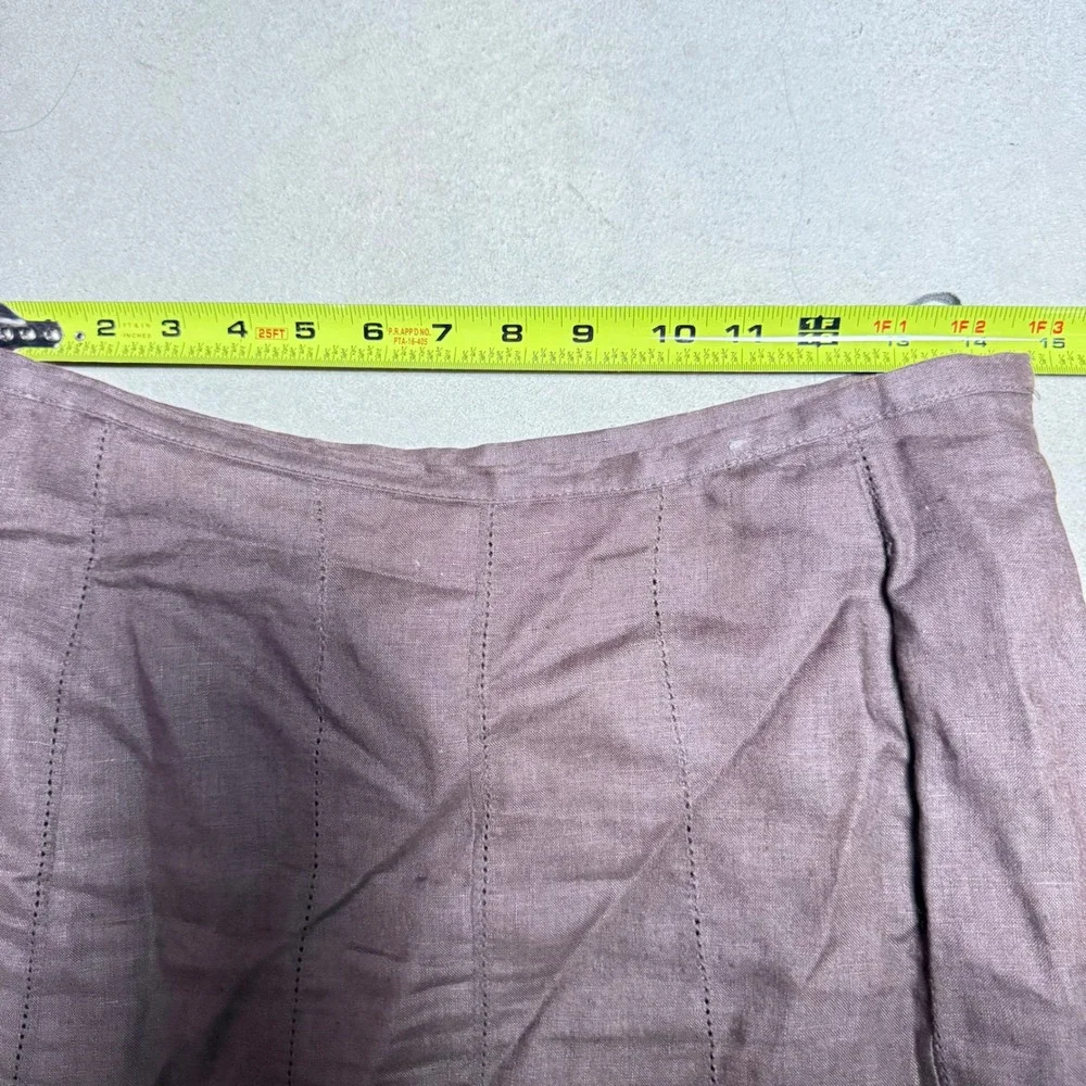 Mauve Linen Blend Paneled Midi Skirt